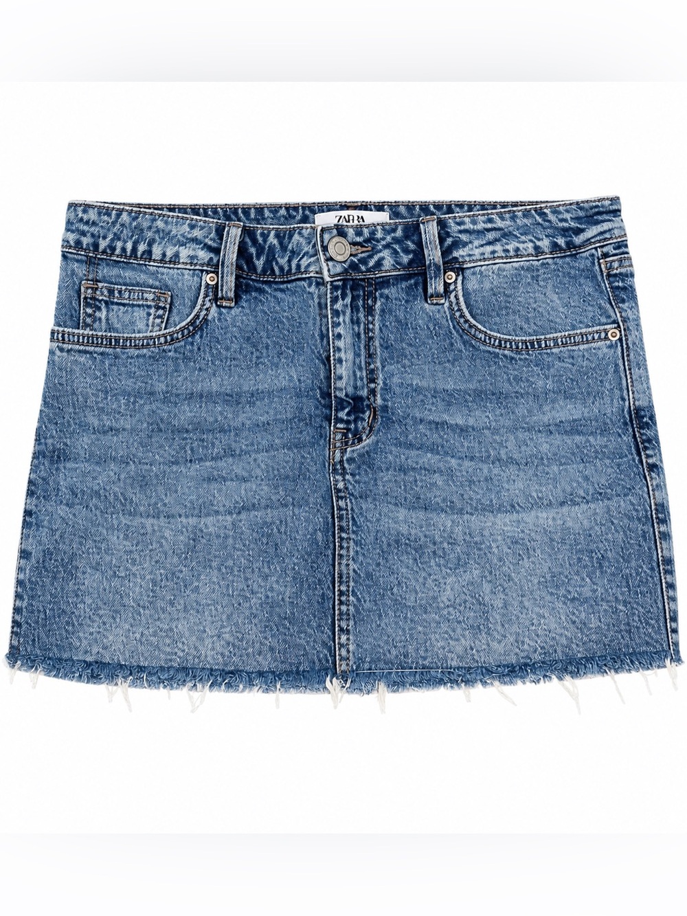 YMI Light Blue Denim Mini Skirt with Frayed Hem Size 9/29